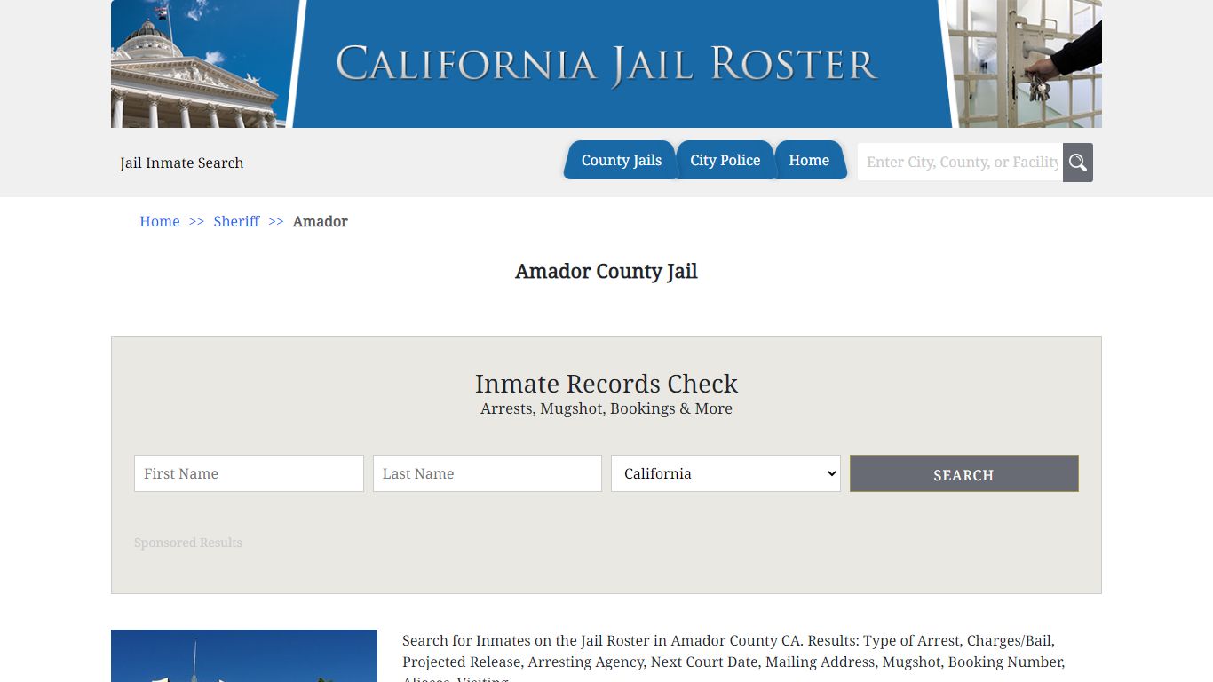 Amador County Jail | Jail Roster Search