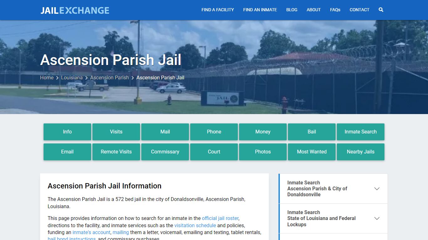 Ascension Parish Jail, LA Inmate Search, Information