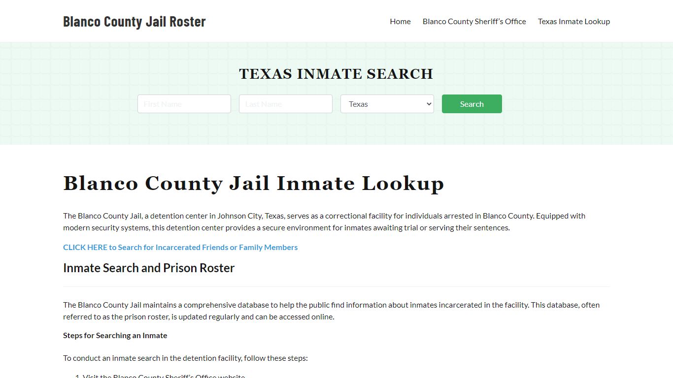 Blanco County Jail Roster Lookup, TX, Inmate Search