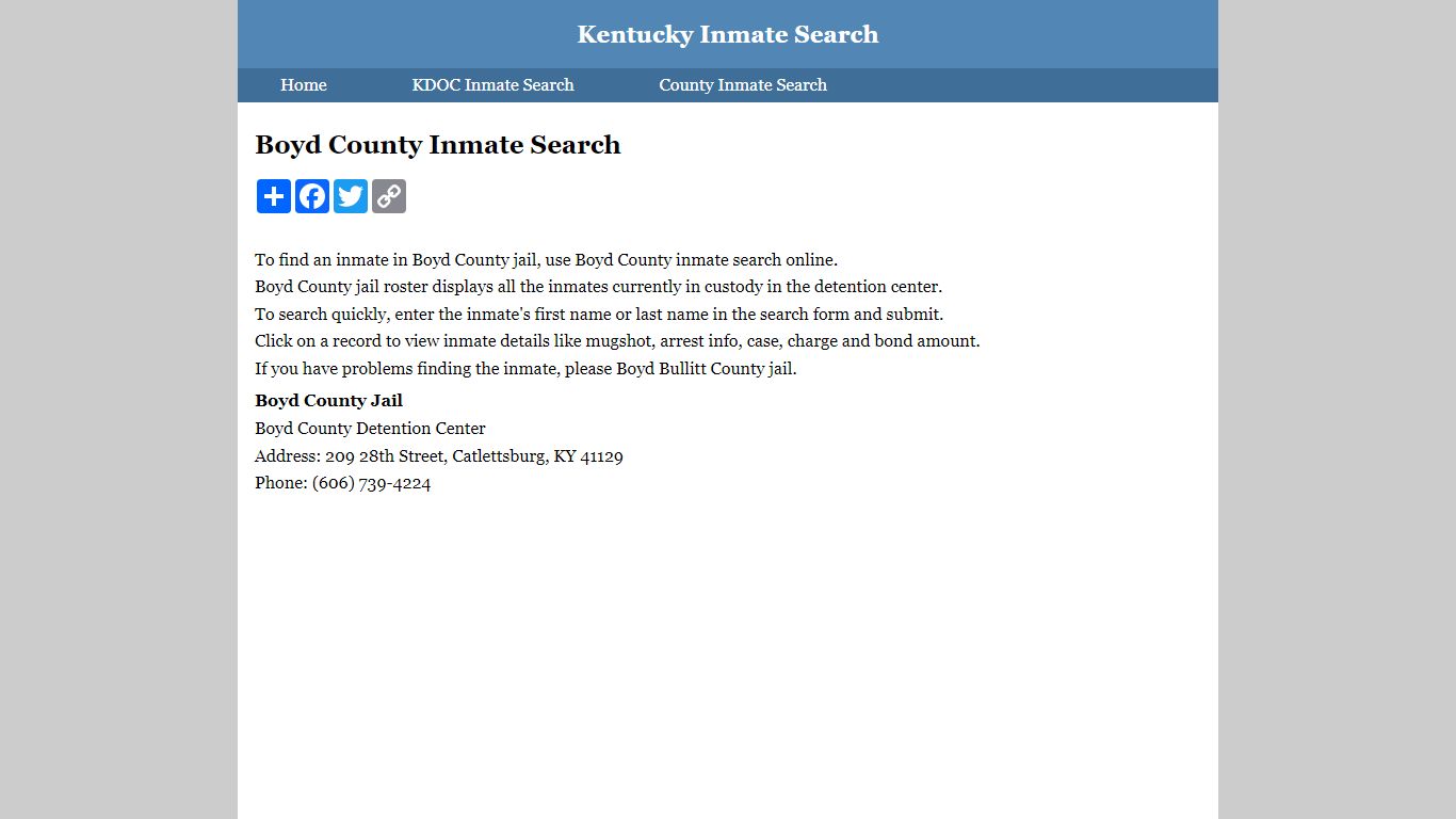 Boyd County Inmate Search