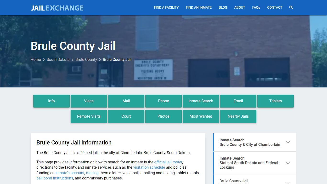 Brule County Jail, SD Inmate Search, Information