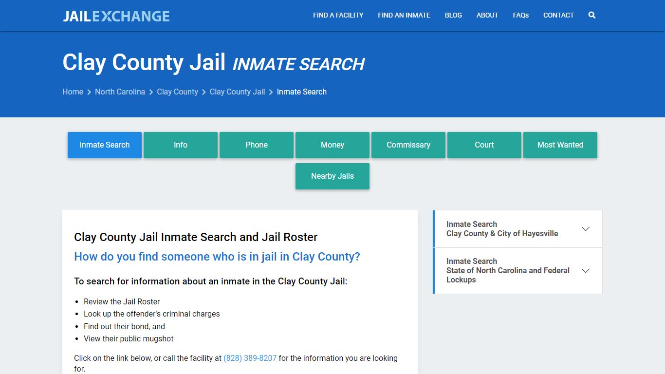 Inmate Search: Roster & Mugshots - Clay County Jail, NC