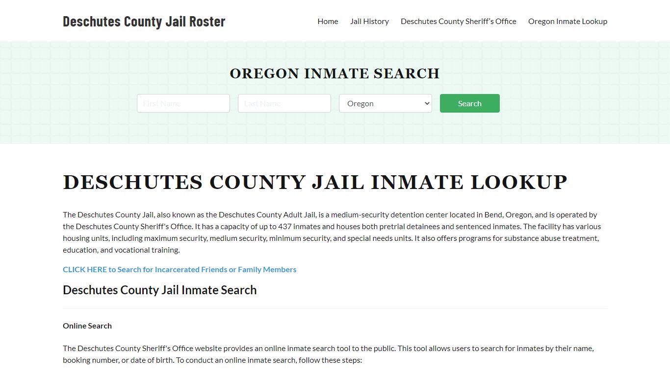 Deschutes County Jail Roster Lookup, OR, Inmate Search