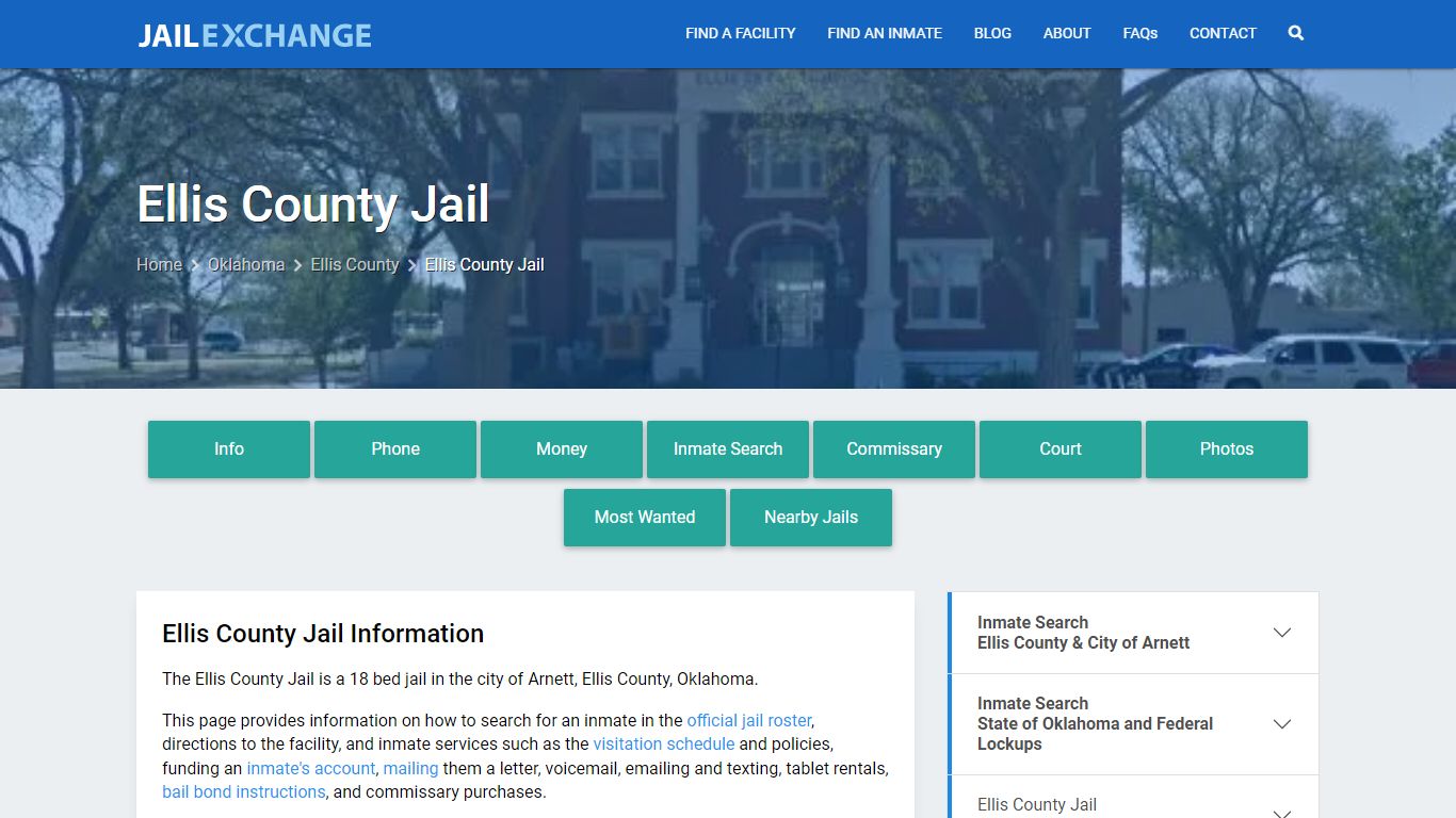 Ellis County Jail, OK Inmate Search, Information