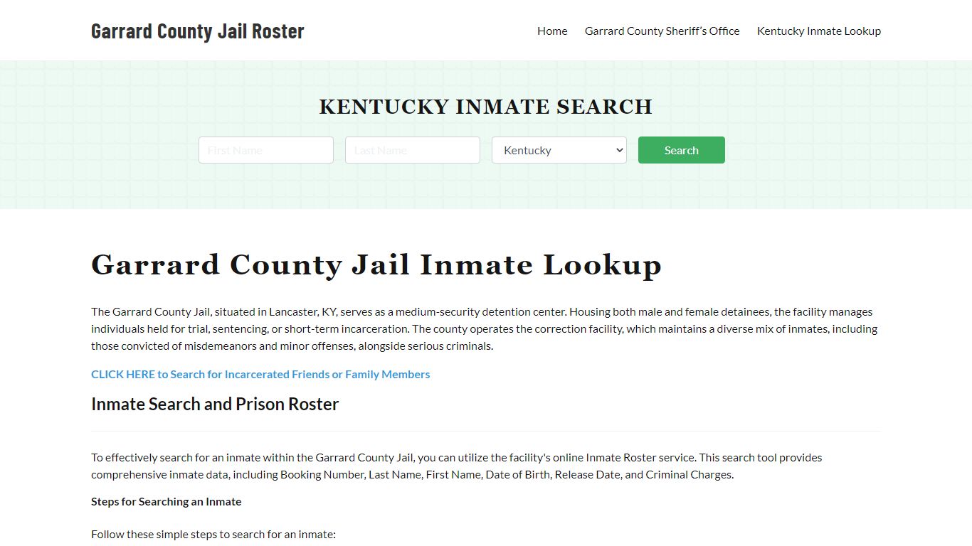 Garrard County Jail Roster Lookup, KY, Inmate Search