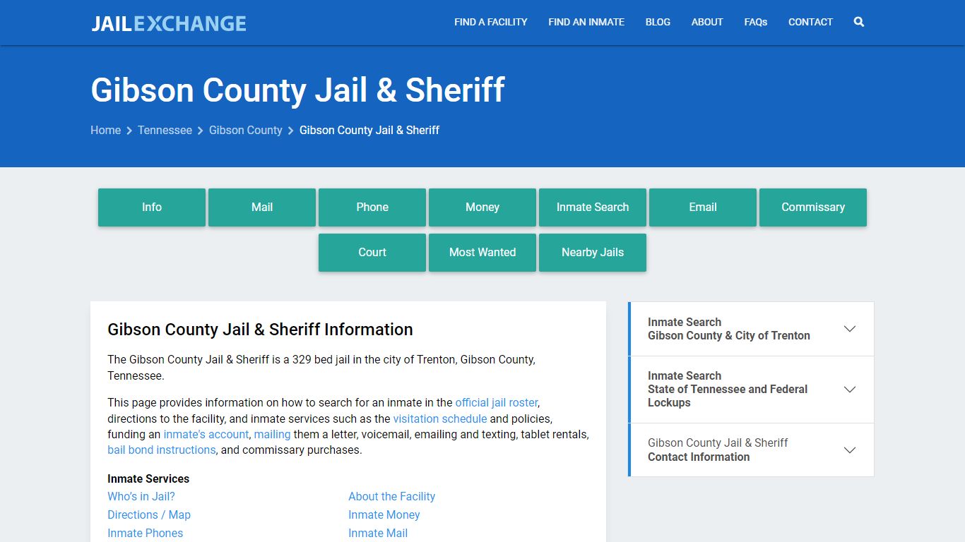 Gibson County Jail & Sheriff, TN Inmate Search, Information