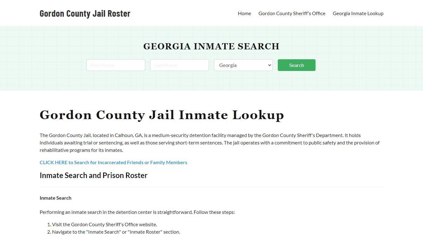 Gordon County Jail Roster Lookup, GA, Inmate Search