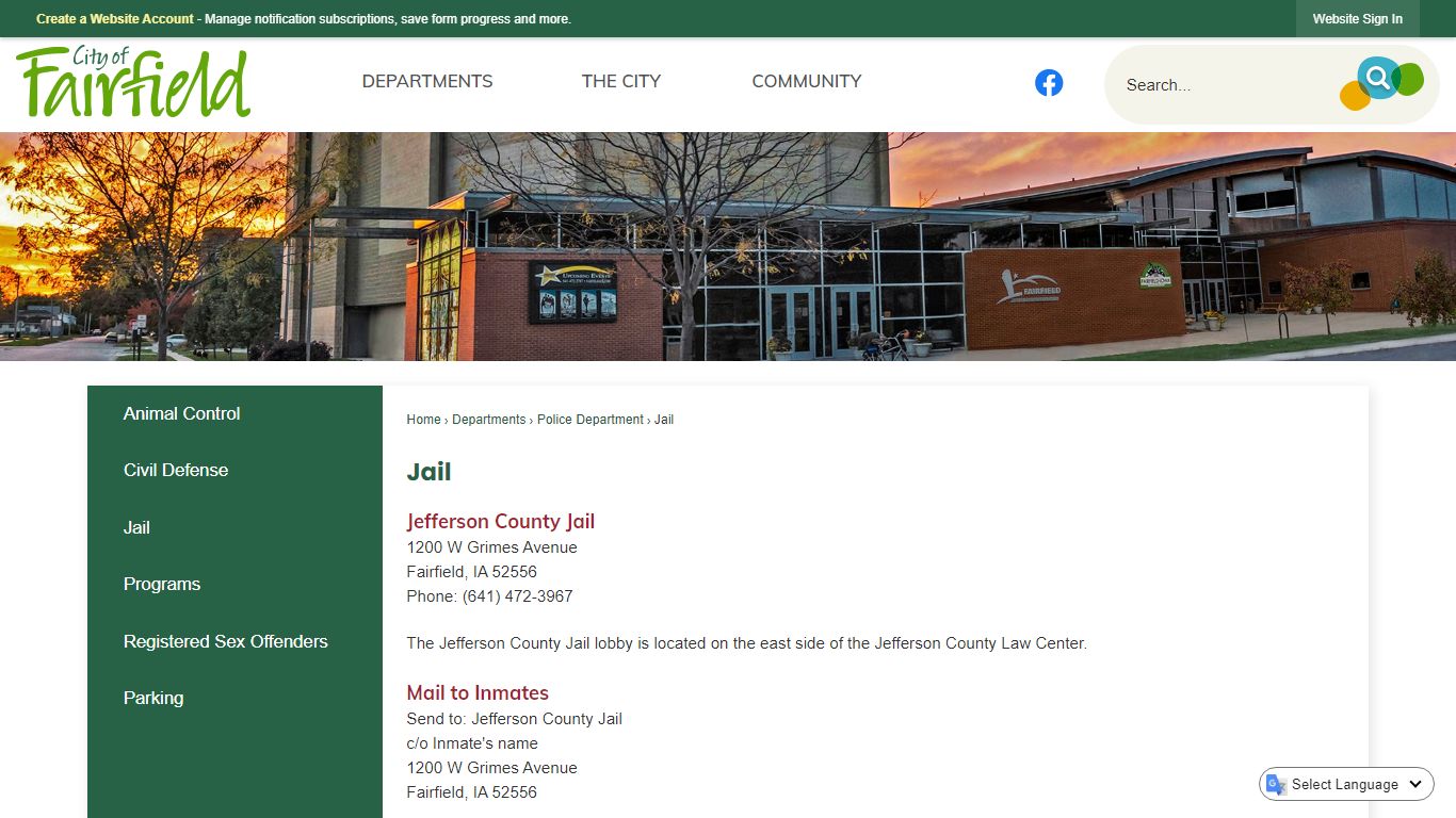 Jail | Fairfield, IA - Official Website