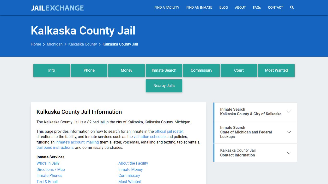 Kalkaska County Jail, MI Inmate Search, Information