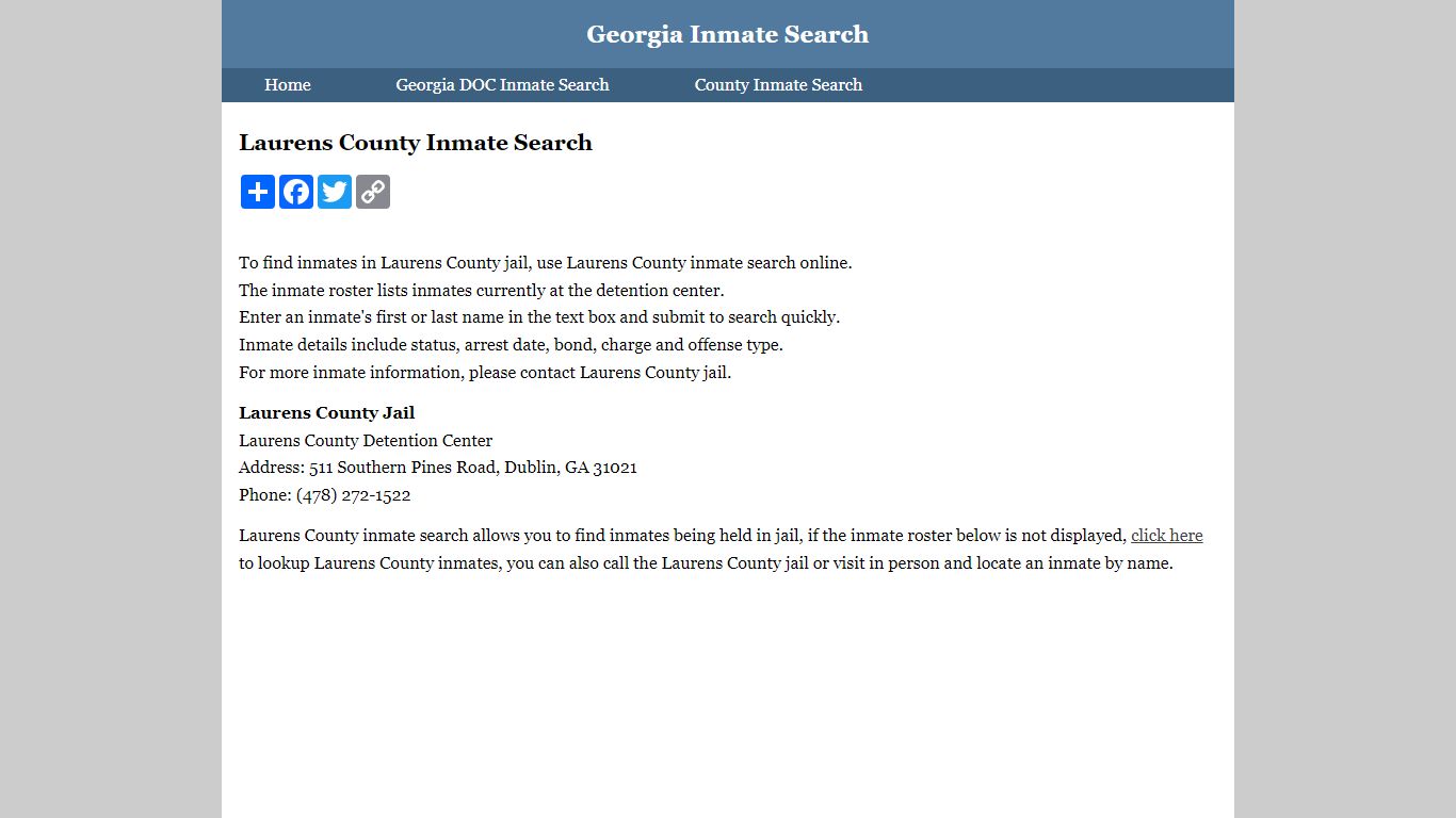Laurens County Inmate Search