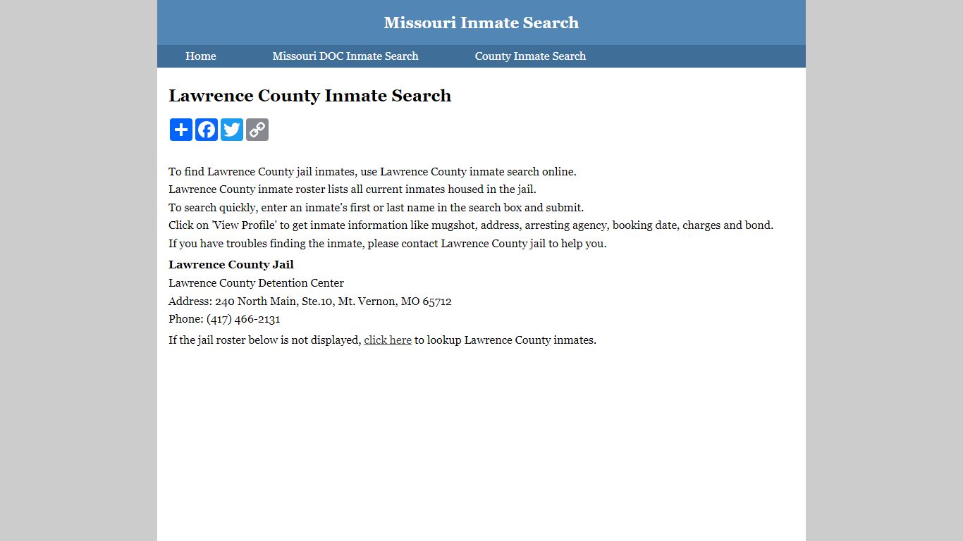 Lawrence County Inmate Search
