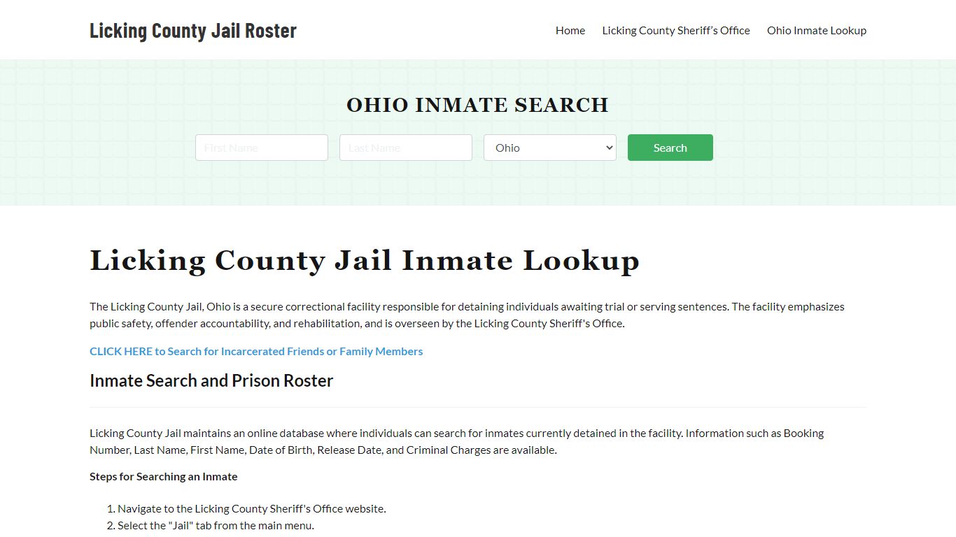 Licking County Jail Roster Lookup, OH, Inmate Search