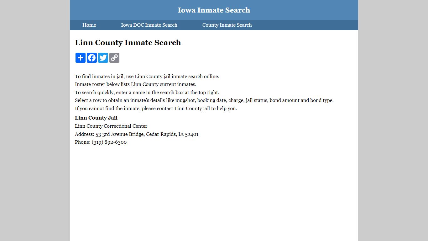 Linn County Inmate Search