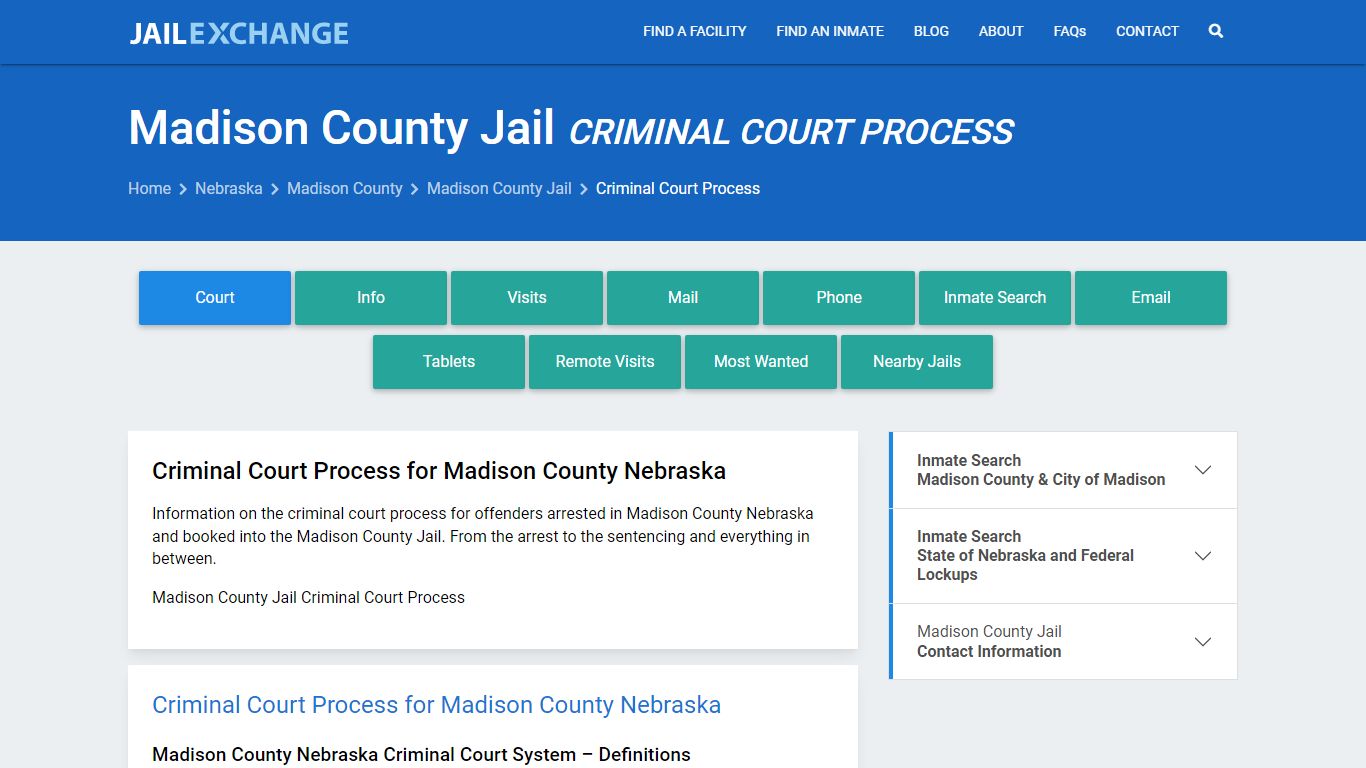 Madison County Jail Criminal Court Process - Jail Exchange