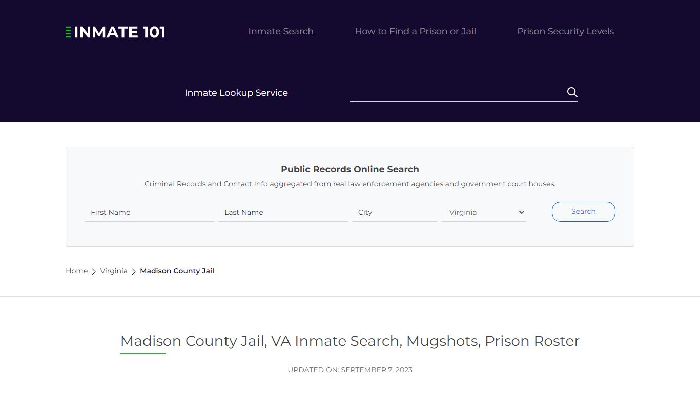 Madison County Jail, VA Inmate Search, Mugshots, Prison Roster