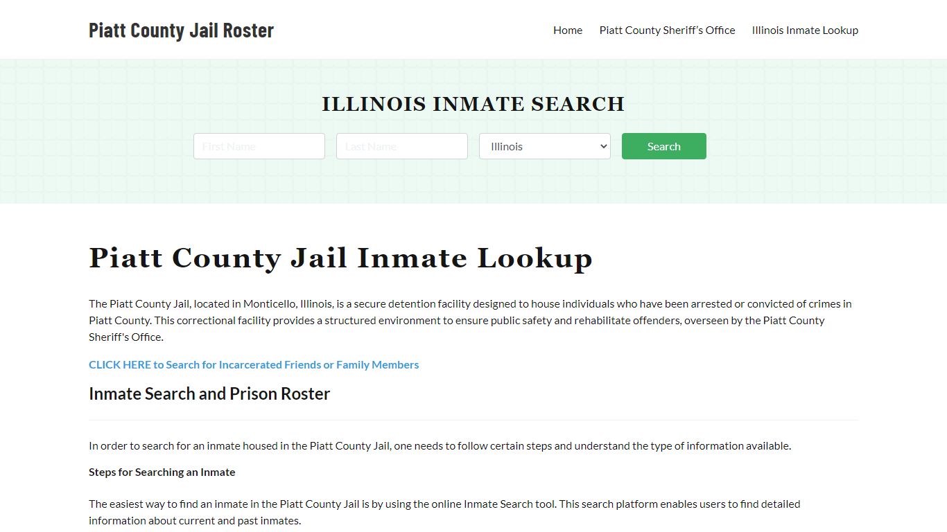 Piatt County Jail Roster Lookup, IL, Inmate Search