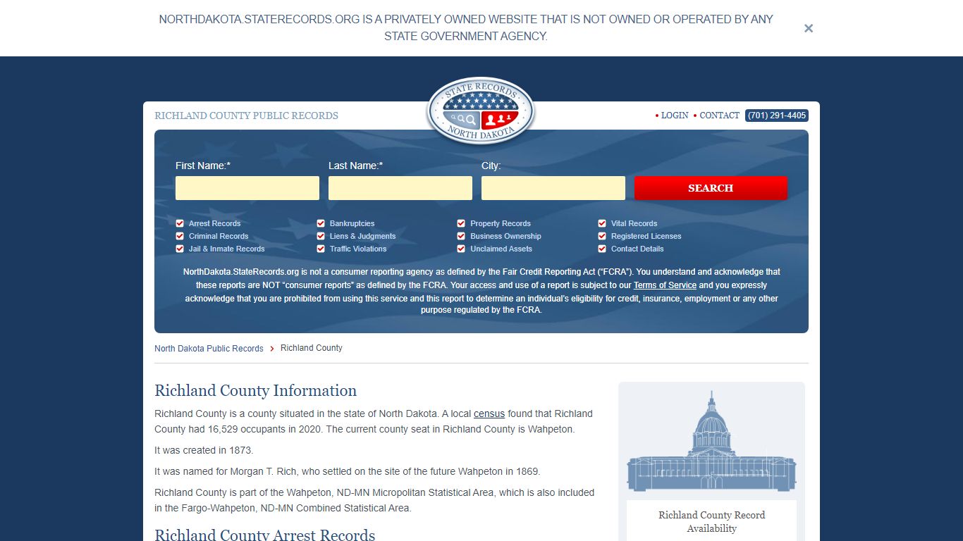 Richland County Arrest, Court, and Public Records | StateRecords.org
