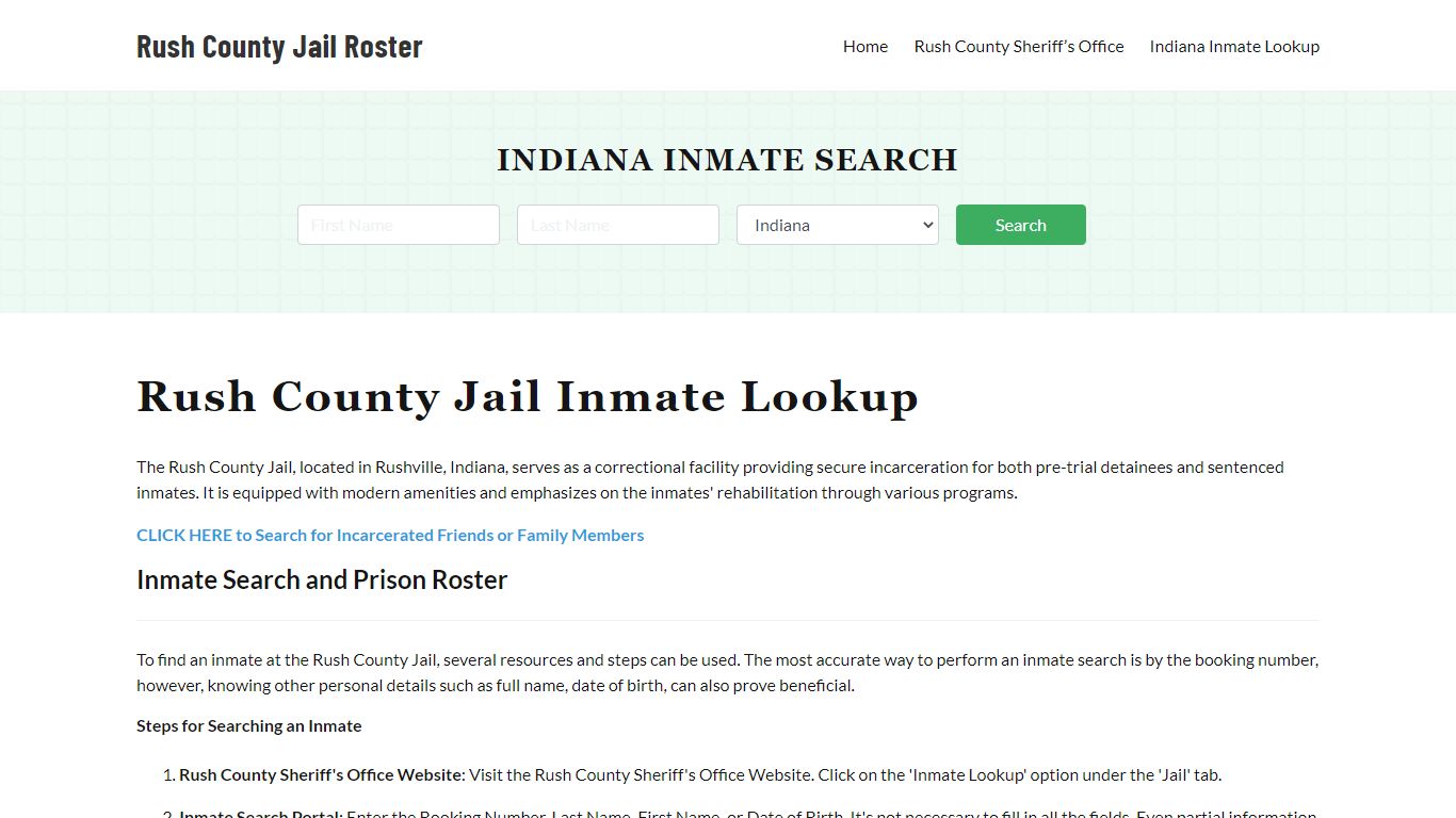 Rush County Jail Roster Lookup, IN, Inmate Search
