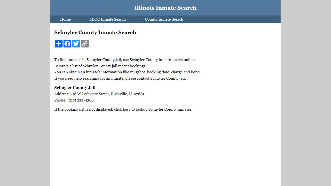 Schuyler County Inmate Search