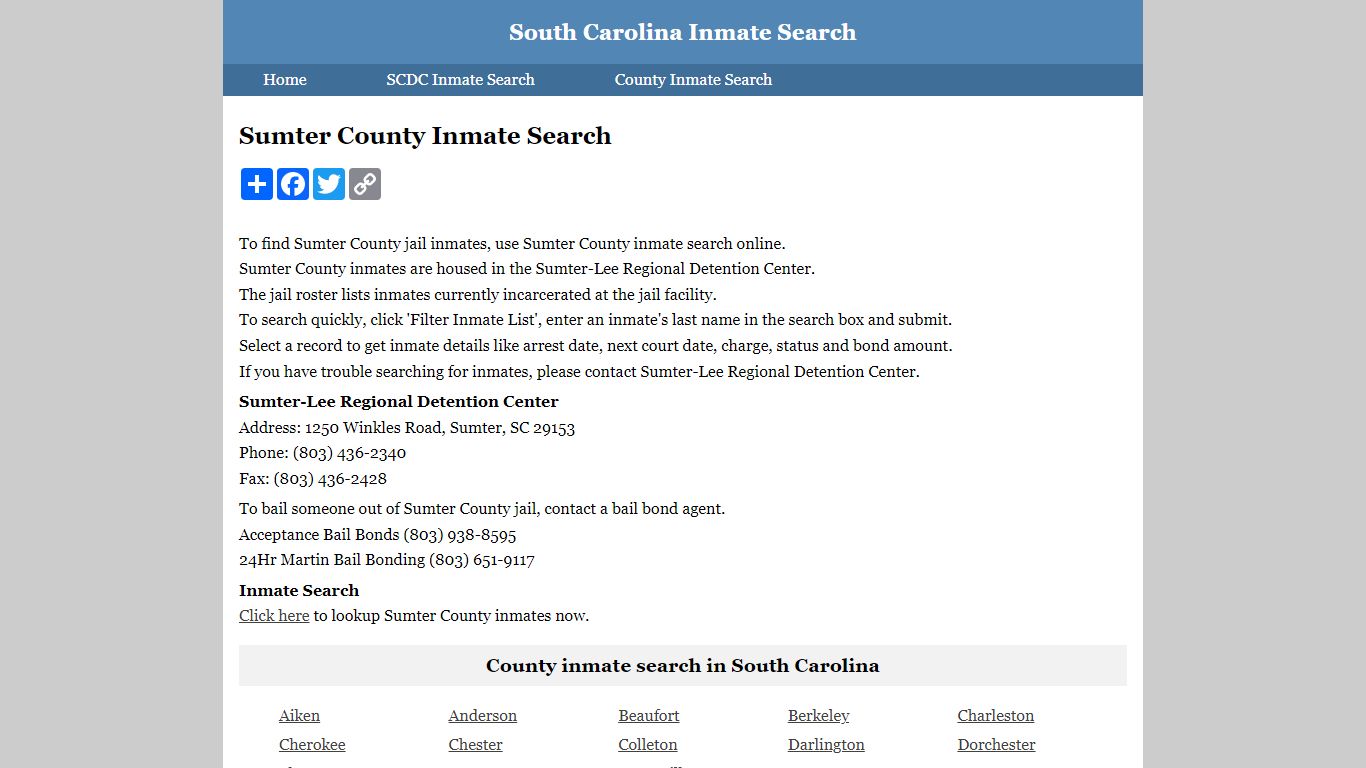 Sumter County Inmate Search