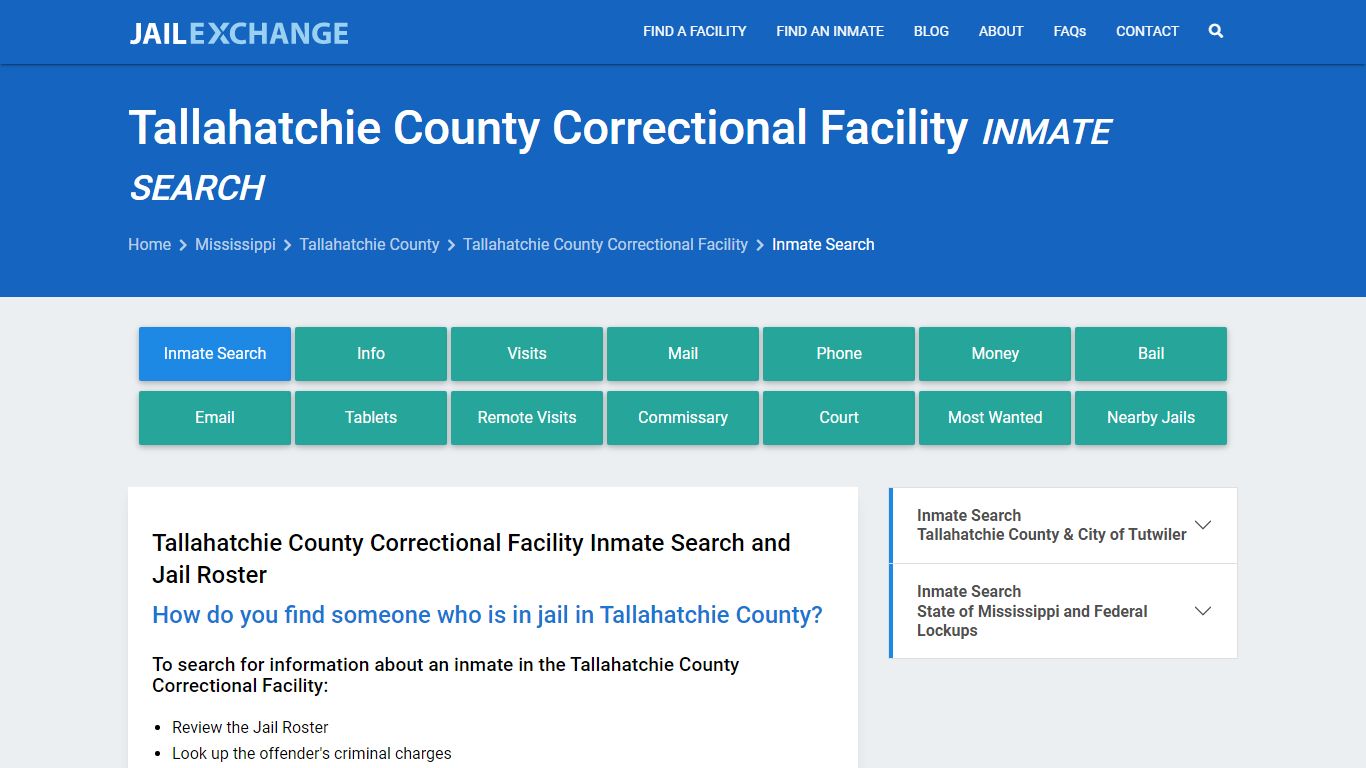 Tallahatchie County Correctional Facility Inmate Search - Jail Exchange