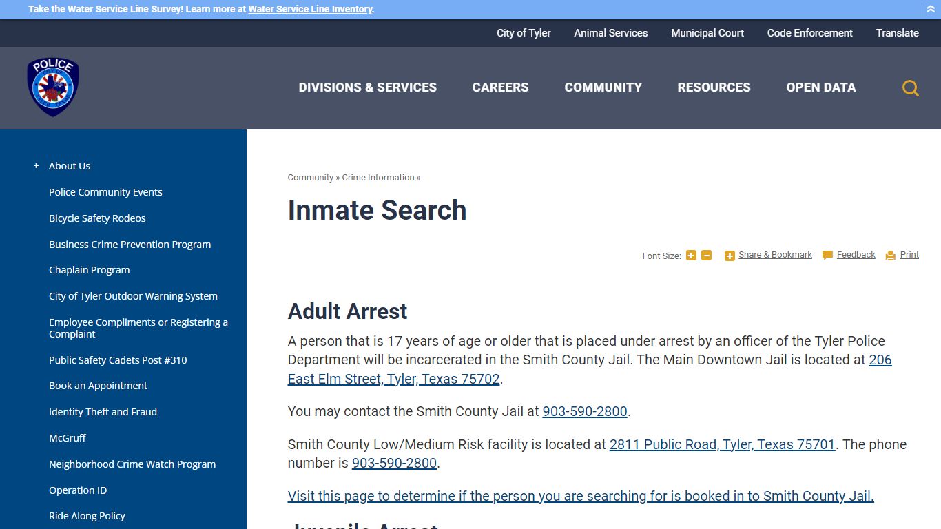 Inmate Search | Tyler, TX - City of Tyler