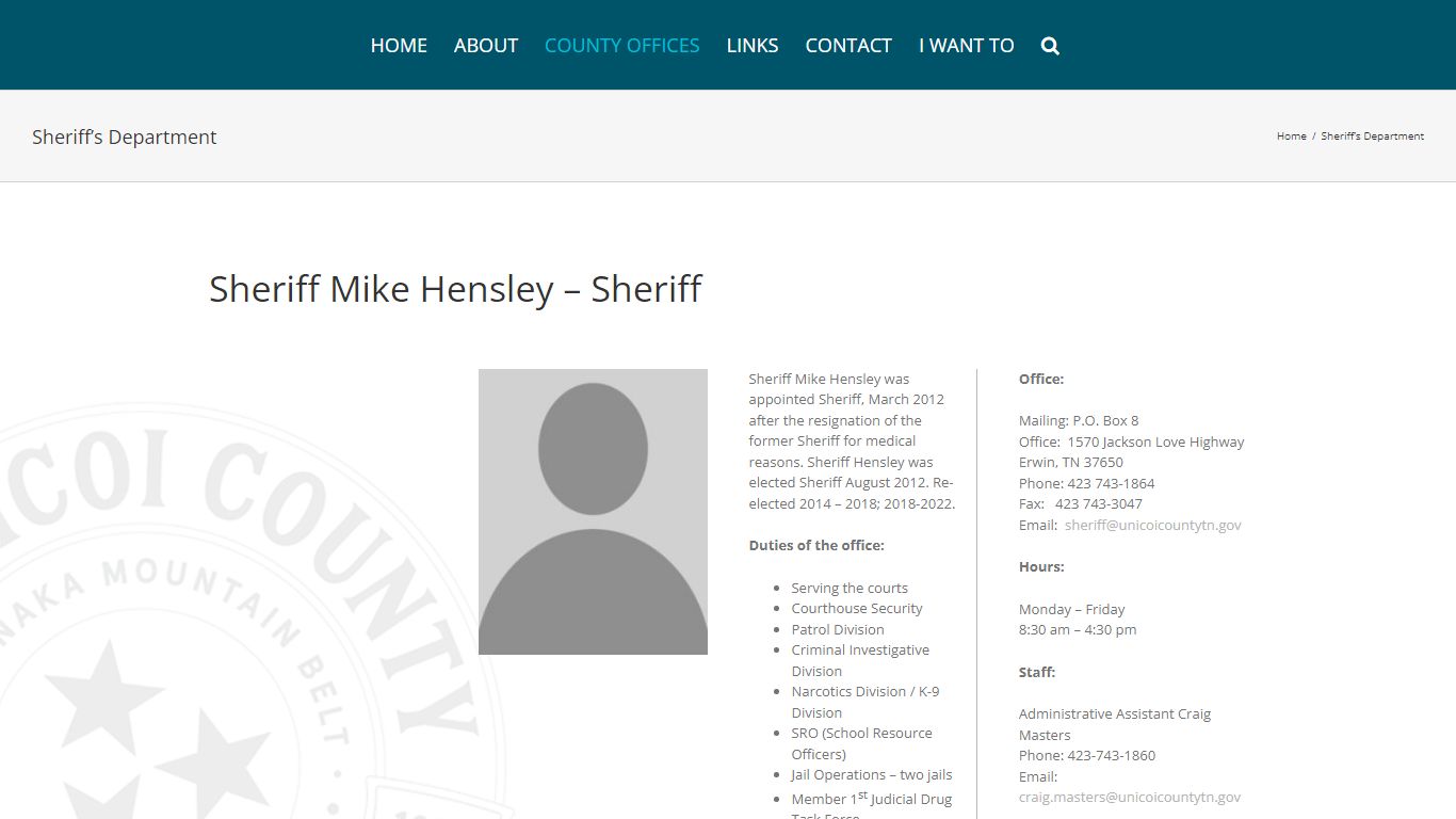 Sheriff’s Department – Unicoi County, Tennessee