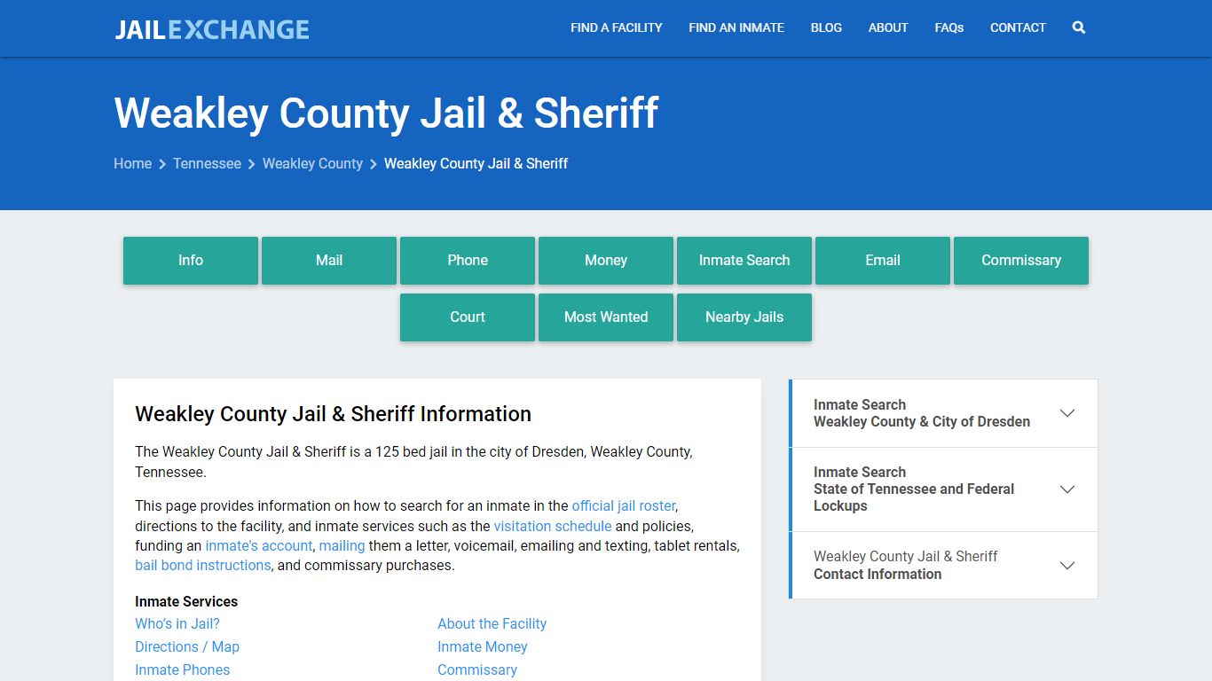 Weakley County Jail & Sheriff, TN Inmate Search, Information